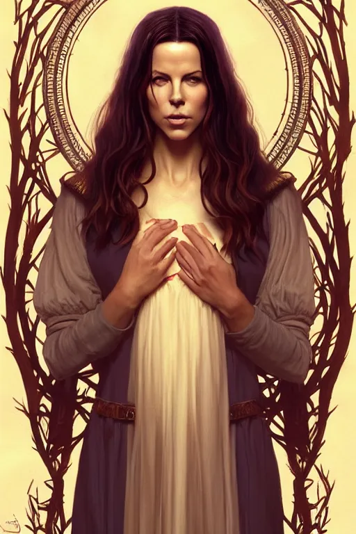 Symmetry Portrait Of Welsh Kate Beckinsale As Witch Stable Diffusion