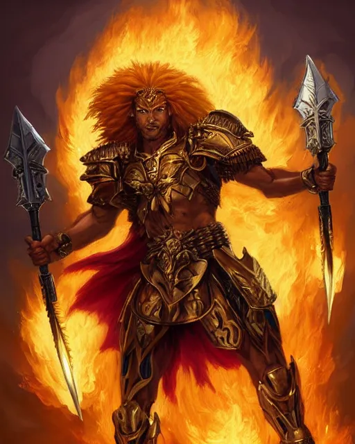 Mtg Character Portrait Of A Brawny Male Leonin Warrior Stable