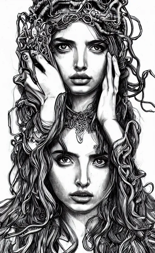 Ana De Armas As Medusa From Greek Mythology Ink Stable Diffusion