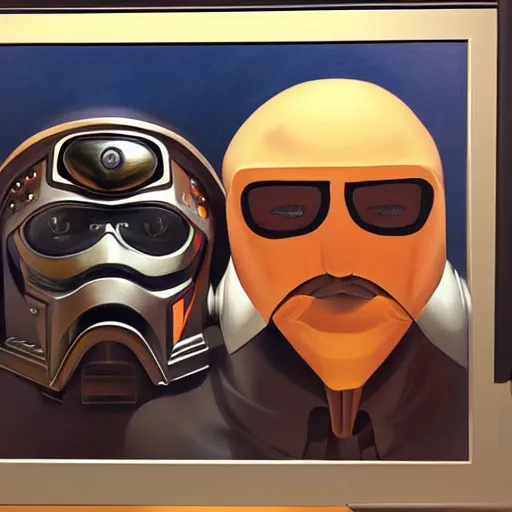 Beautiful Lifelike Painting Of Mf Doom And Jet Jaguar Stable