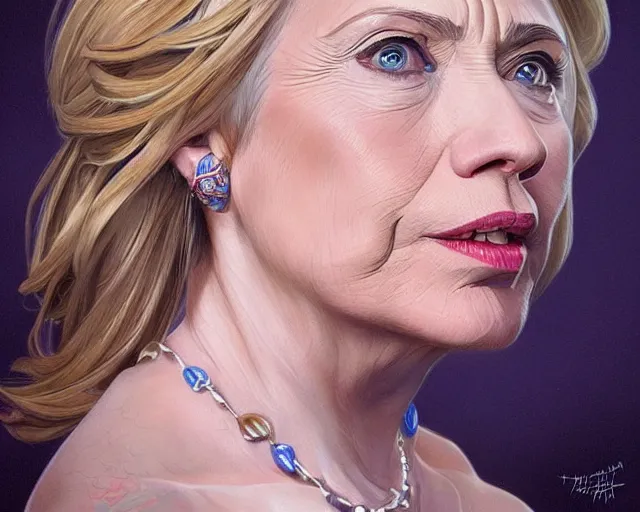 Portrait Of Hillary Clinton Looking Beautiful Low Cut Stable