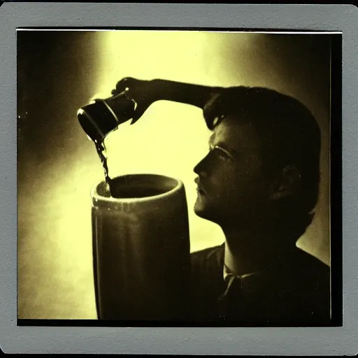 A Vintage Polaroid Photograph Of A Man Pouring Water Stable Diffusion