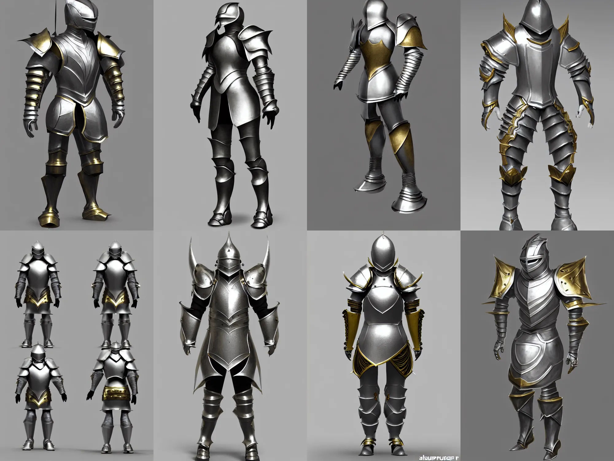 Fantasy Smooth Plate Armor Concept Sketch Silver Stable Diffusion