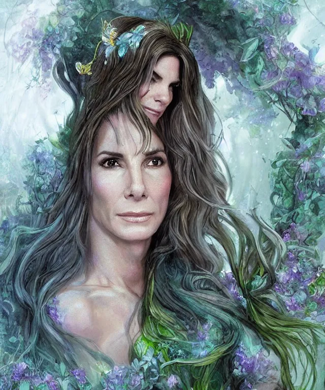 Sandra Bullock As A Fairy Faerie Beautiful Face Stable Diffusion