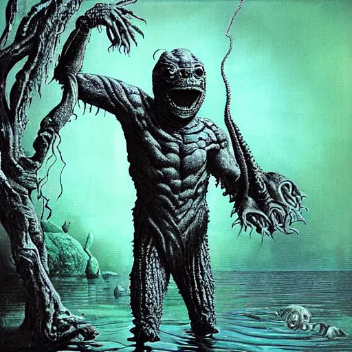 Album Cover Creature From The Black Lagoon By Stable Diffusion