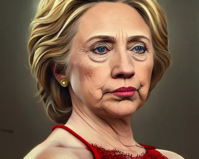 Portrait Of Hillary Clinton Looking Beautiful Low Cut Stable