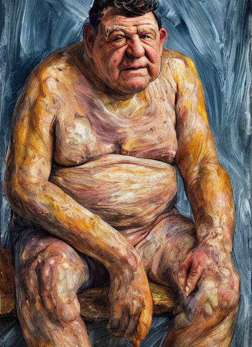 Real Life Fred Flintstone Painted By Lucian Freud Stable Diffusion