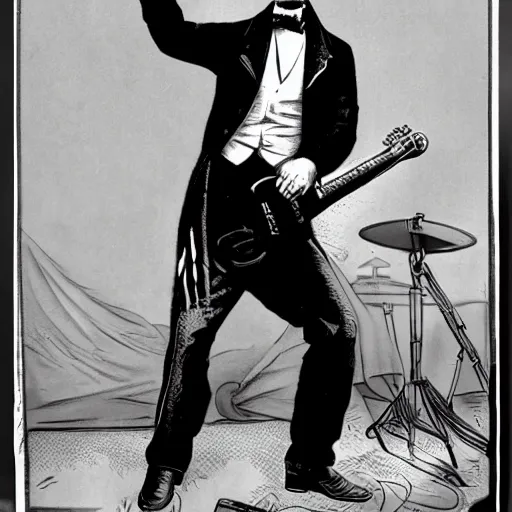 Abraham Lincoln As A Punk Rocker Playing An Electric Stable Diffusion