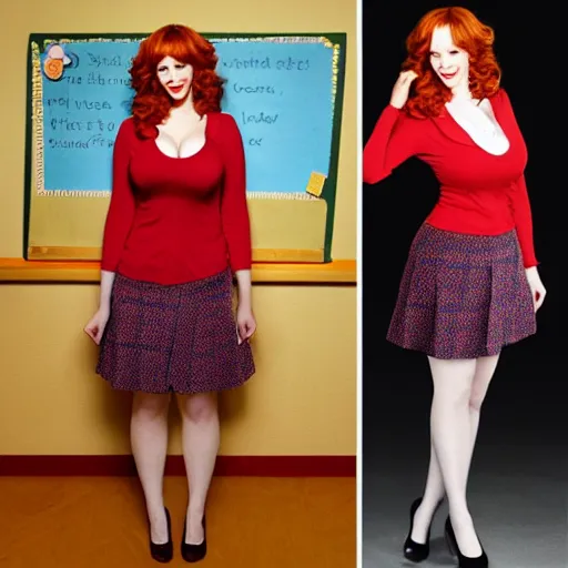 Christina Hendricks As Teacher With Short Skirt Stable Diffusion