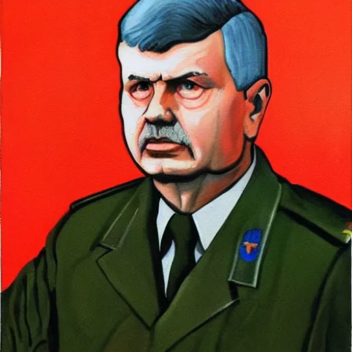 A Soviet Dictator Propaganda Painting Of Jaros Aw Stable Diffusion