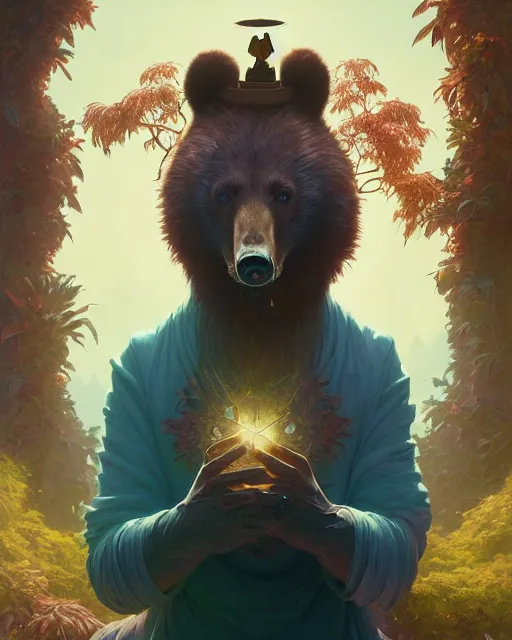 Highly Detailed Surreal Vfx Portrait Of A Sacred Bear Stable