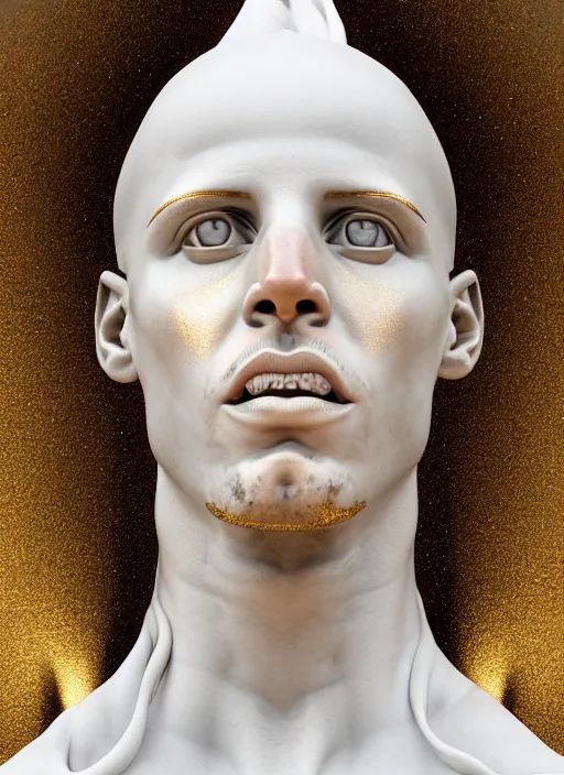 A Statue Made Of White Marble With Gold Veins Of Stable Diffusion