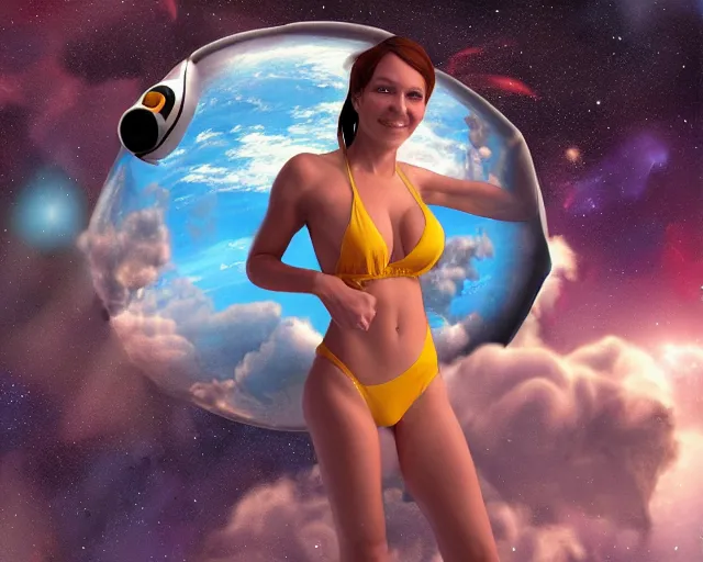 An Astronaut Wearing Bikini In Space D Art By Marco Stable