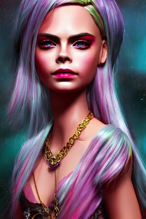 Cara Delevigne As A Barbie Doll Vivid Colors High Stable Diffusion