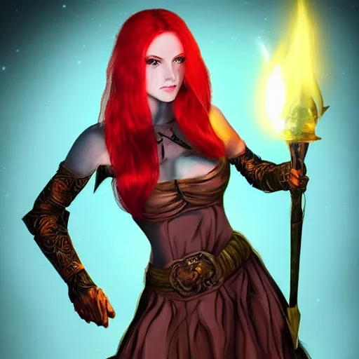 Beautiful Female Sorceress Dungeons And Dragons Red Stable Diffusion