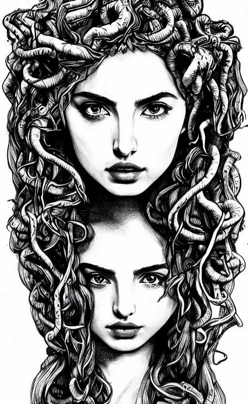 Ana De Armas As Medusa From Greek Mythology Ink Stable Diffusion