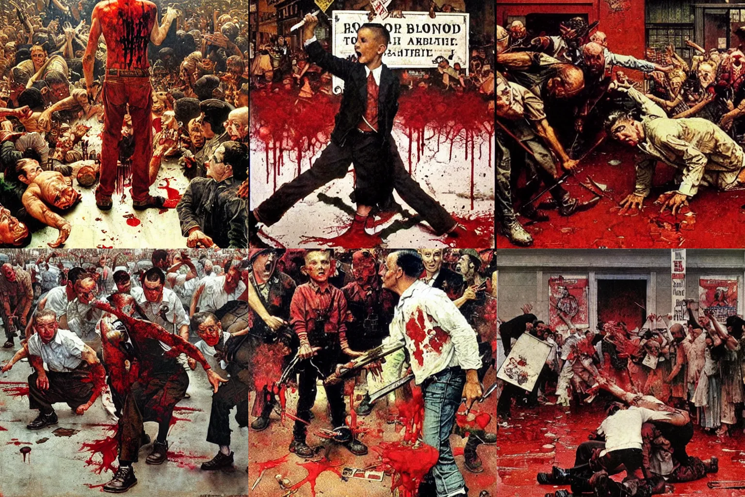 Blood Flood And Anarchy Painting By Norman Rockwell Stable