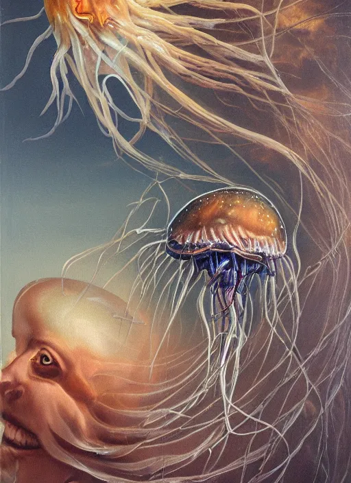 An Anatomical Oil Painting Of A Harpy Jellyfish From A Stable