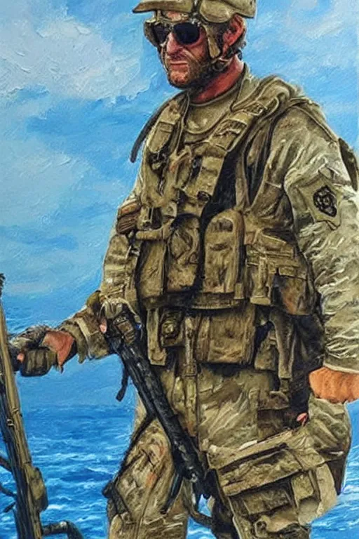 Navy Seal Working On A Painting To Help With Ptsd Stable Diffusion