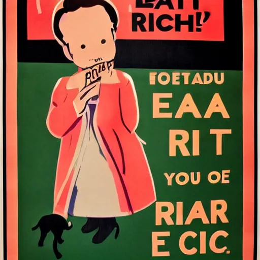 Beatiful Propoganda Poster Of The Phrase Eat The Rich Stable