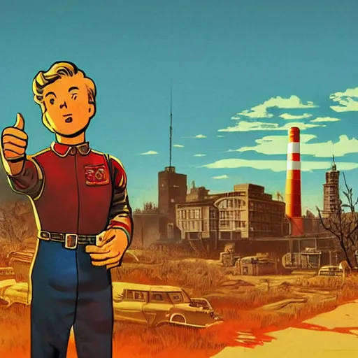 Fallout 4 Vault Boy Thumbs Up Nuclear War Soviet Era Stable