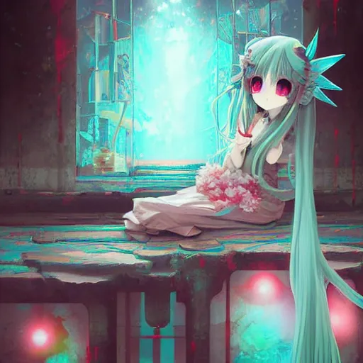 Danbooru Oil Hatsune Miku Painting Trending Anime Stable Diffusion