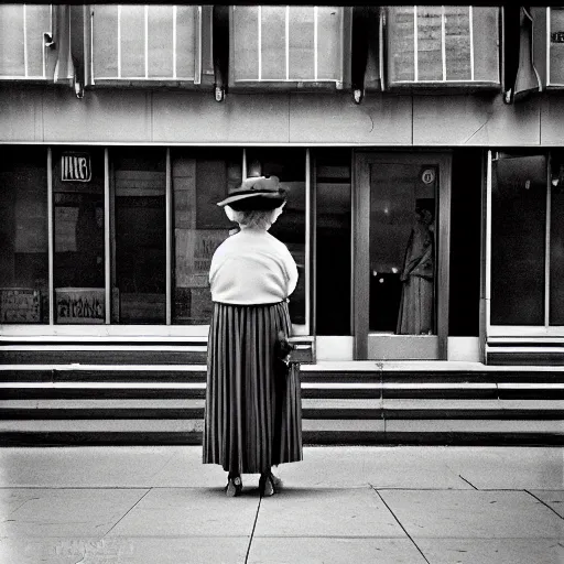 Analog Fine Art Street Photography Of A Middle Age Stable Diffusion