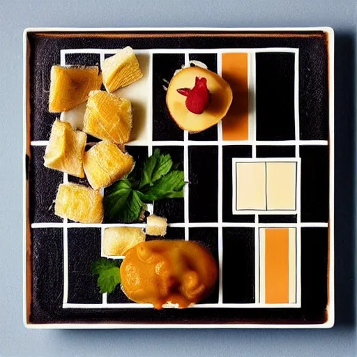 Cuisine Arranged Like A Mondrian Cube Professional Stable Diffusion