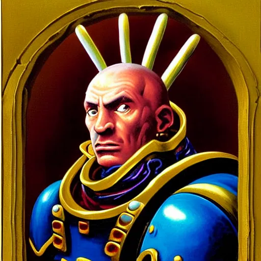 Baroque Rococo Painting Portrait Of Space Marine From Stable