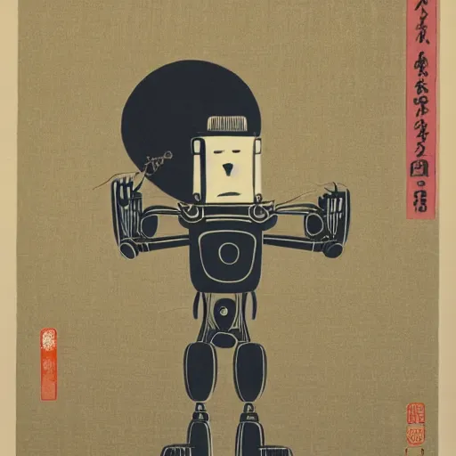 A Robot Holding A Balloon In Monument Valley Japanese Stable