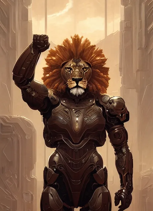 Symmetry Portrait Of A Lion Sci Fi Armour Stable Diffusion