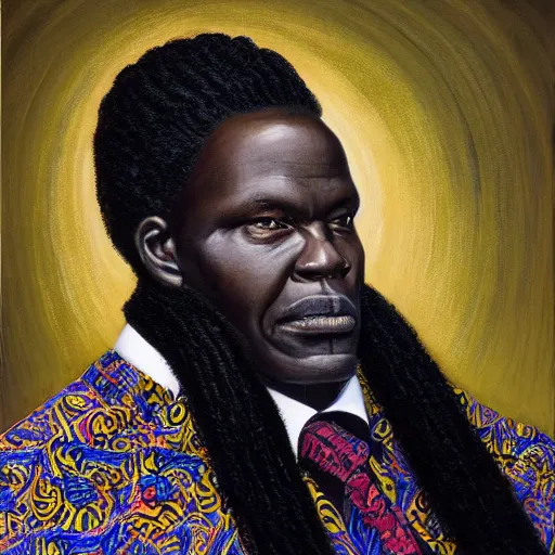 A Painting Of A XXL Wise Elder From Kenya In A Suit Stable Diffusion