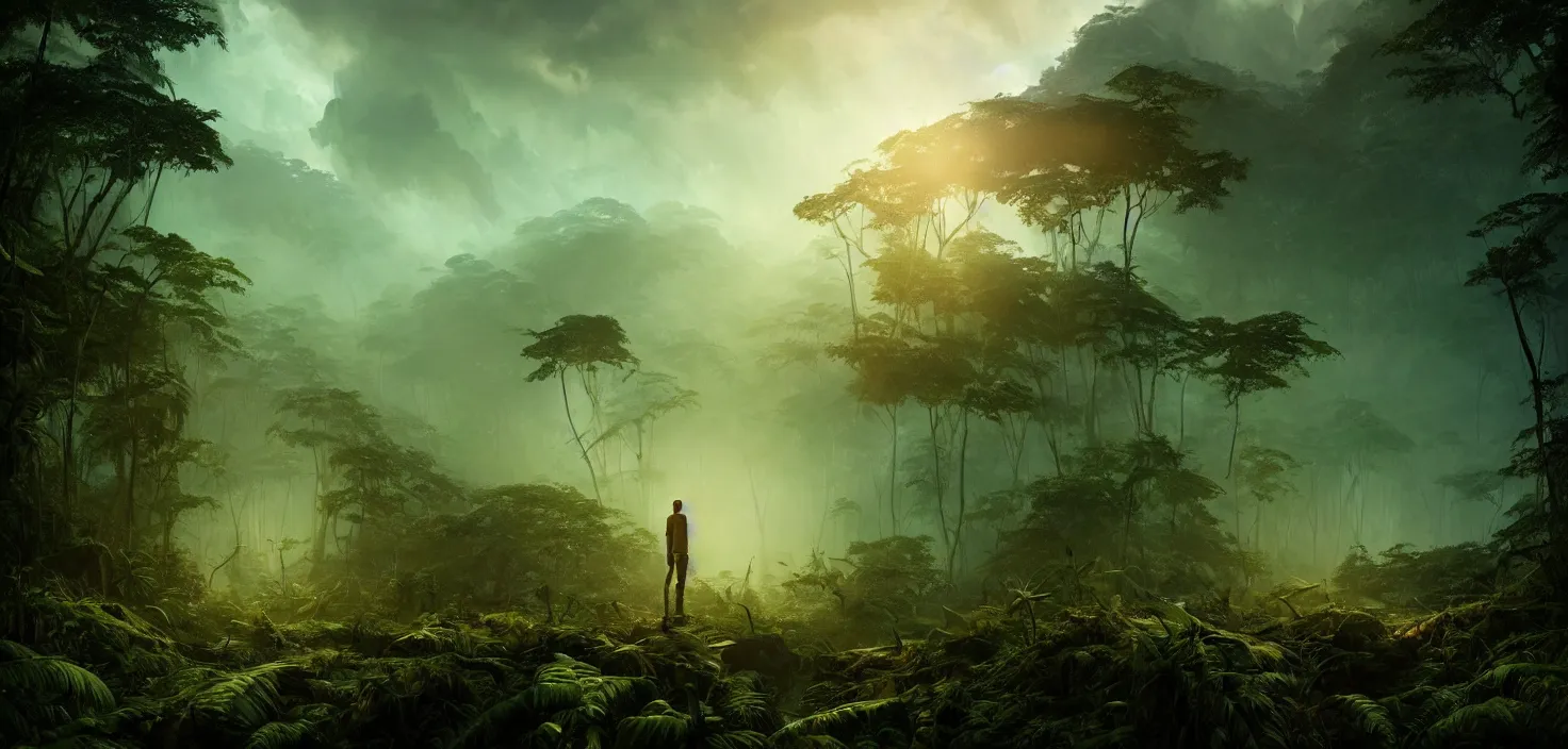 A Human Researcher Standing In The Rainforest Post Stable