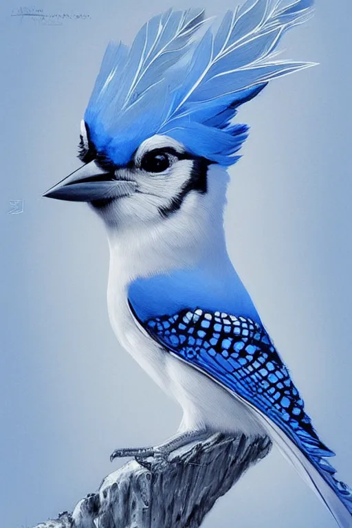 Ethereal Blue Jay Bird Intricate Detail Ornate Stable Diffusion