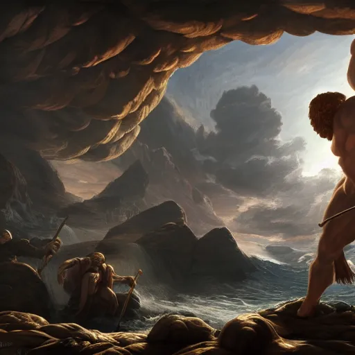 Odysseus Battling The Cyclops Classical Art Highly Stable Diffusion