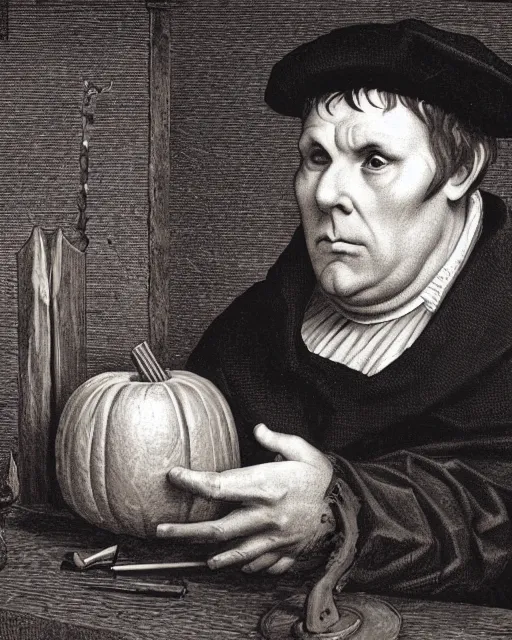 Martin Luther Using A Nail And Mallet To Carve A Jack Stable