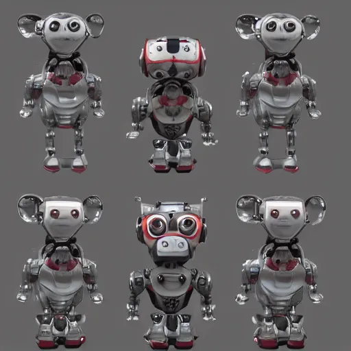 A Robot Surrounded By Puppies Miniature Trending On Stable