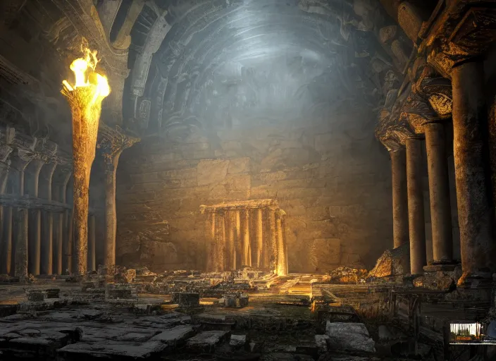 Dark Roman Temple Interior Interior Ruins Massive Stable Diffusion