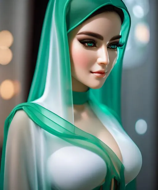 Extremely Busty Nun Wearing Green Transparent Babyd Openart