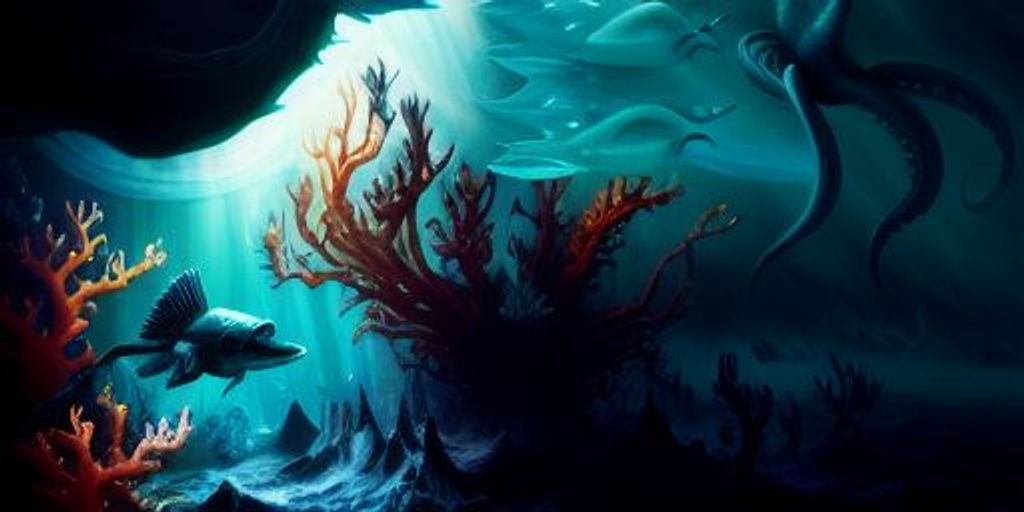 Weirdcore Image Of Giant Kelp Flowing Underwater Co Openart