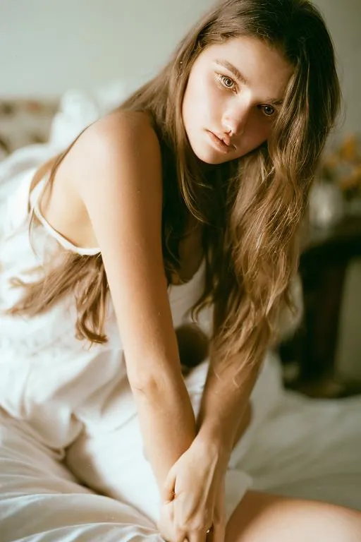 Girlfriend In A White Nightgown Cuddling With You I Openart