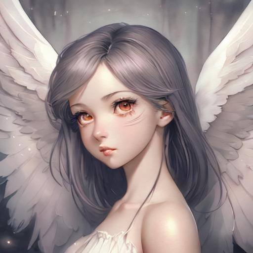 Beautiful Girl Angel Wings Anime Character Portra