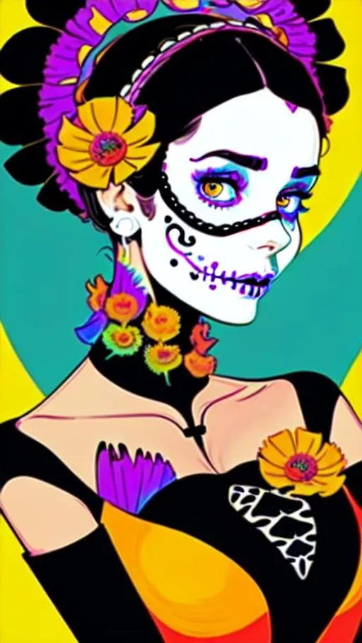 A Cinematic Portrait Of Calavera Catrina Kissing An Openart