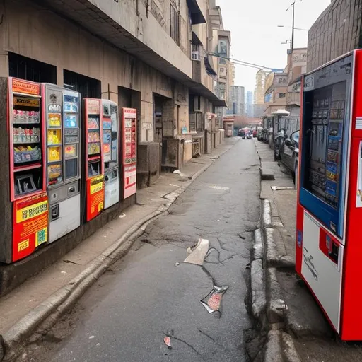 Street Full Of Potholes Vending Machines