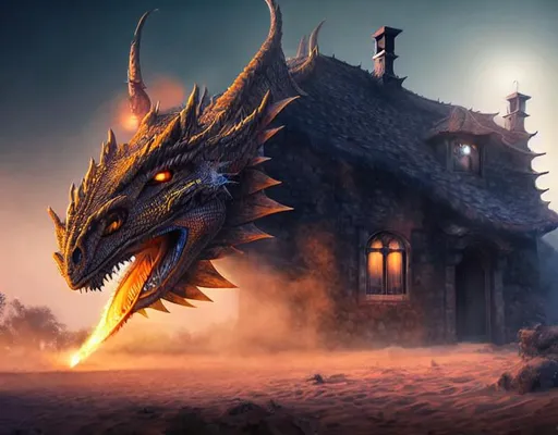 A Dragon Wrapped Around A House Sandstorm Beautifu OpenArt