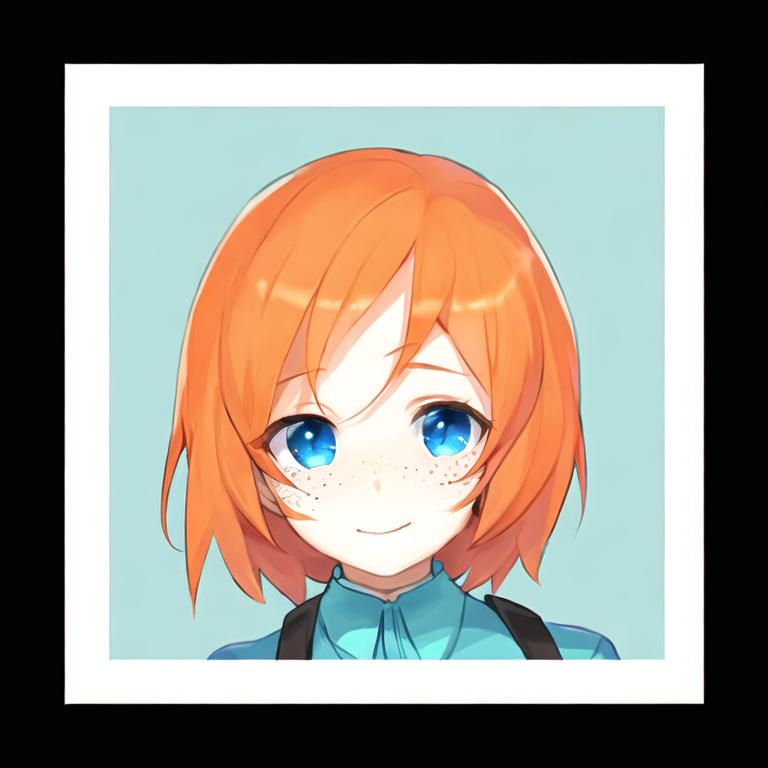 Portrait Of A Cute Girl With Short Orange Hair And Openart