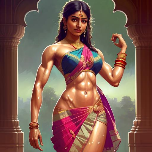 Beautiful Indian Muscular Woman With Toned Abs Weari