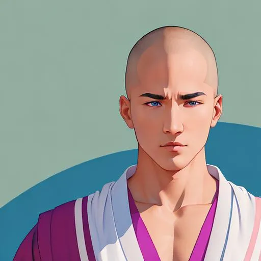 Handsome Bald Saitama Half Body Shot Path Traced Openart