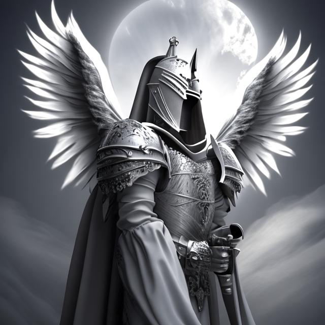 Black And White Knight With Angel Wings