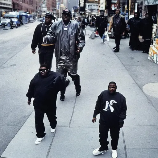 Biggie Smalls Walking Down New York Street Colorized Openart